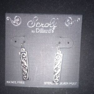 Scroll by Dillard's Silver Rectangular Earrings